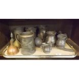Group containing mixed 18th/19th century varying sized tankards to include pair of 18th century