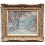 * ALFRED JOHN BILLINGHURST (1880-1963, BRITISH) A winter woodland scene oil on board, inscribed