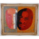 * AUDREY CRUDDAS (1912-1979, BRITISH) Masks oil on canvas, signed stretcher verso 19 x 23 ins