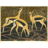 *JAMES T A OSBORNE (1907-1979, BRITISH)Gazelles lino-cut, signed and inscribed with title in