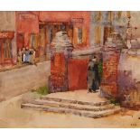 MINNA BOLINGBROKE (1857-1939, BRITISH) French Street Scene watercolour, initialled lower right 7 1/2