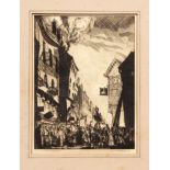 *WILL NICKLESS (1902-1977, BRITISH) The Procession of the Relics black and white etching, signed and