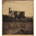 WILLIAM RENISON (1866-1940, BRITISH) Dunvegan Castle black and white etching, signed and inscribed