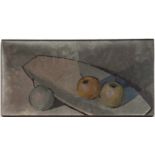 *RICHARD PARSONS (20TH CENTURY, BRITISH) Three apples oil on panel, signed lower left and