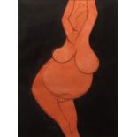 *HERMAN SHAPIRO (BORN 1933), BRITISHNude in orange watercolour 21 x 29ins