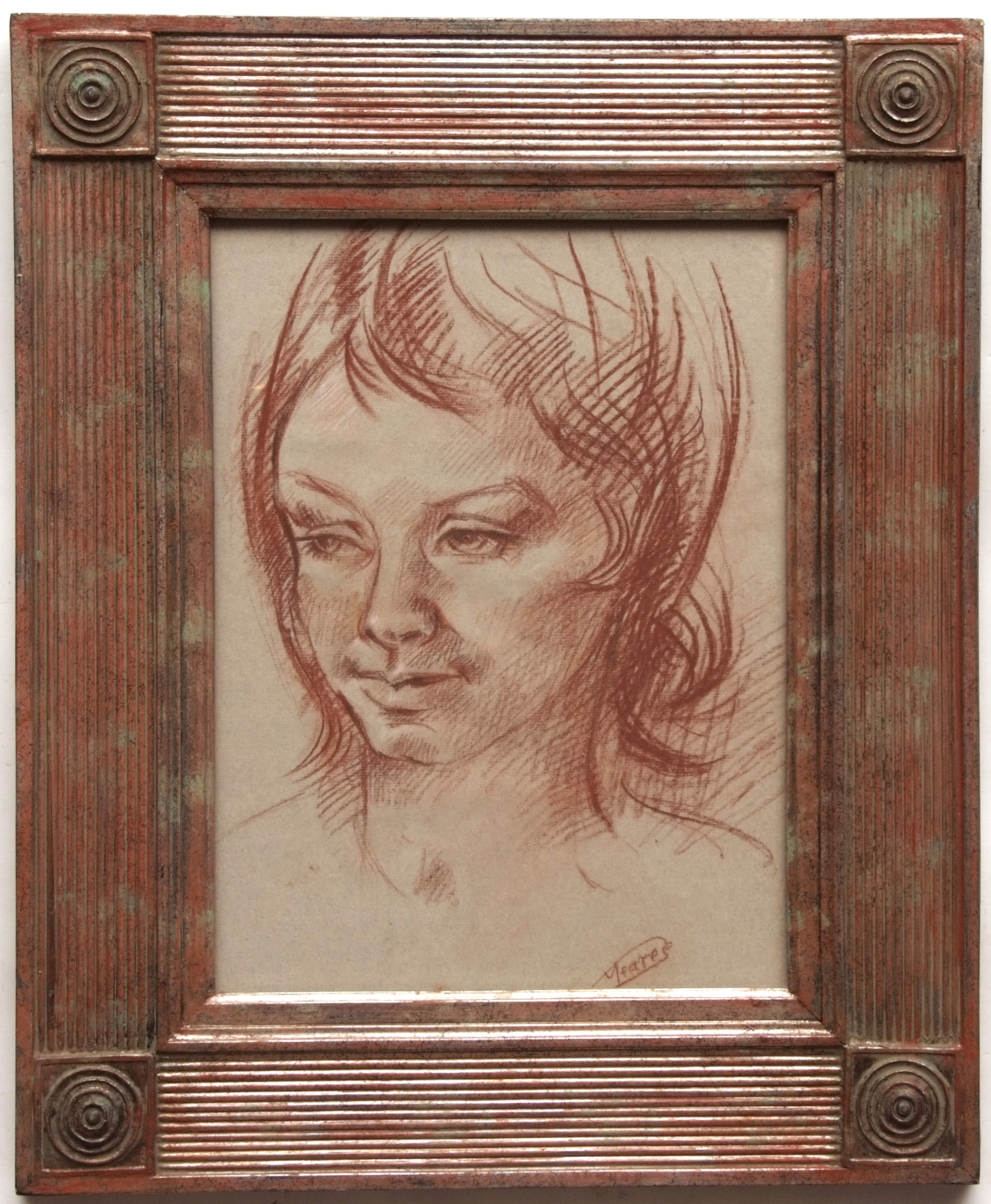 * GERALD A MEARES (1911-1975, BRITISH) Portrait of Angela chalk drawing, signed lower right 16 x