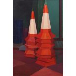 *JOYCE PALLOT (1912-2004, BRITISH) Traffic cones oil on canvas, signed and dated 83 lower left 40