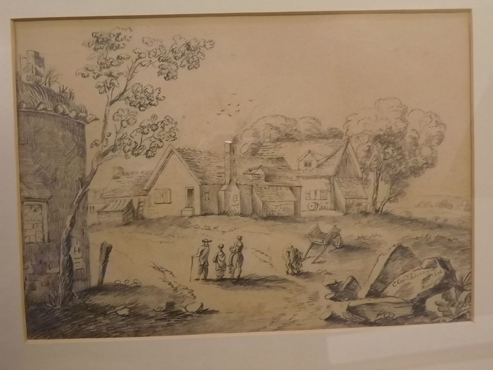 C Ogilvy, signed group of four pencil drawings, Village scenes with figures, assorted sizes (4)