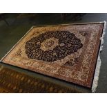 A Modern Keshan floor rug, with multi gull border with cream ground and floral detailing throughout,