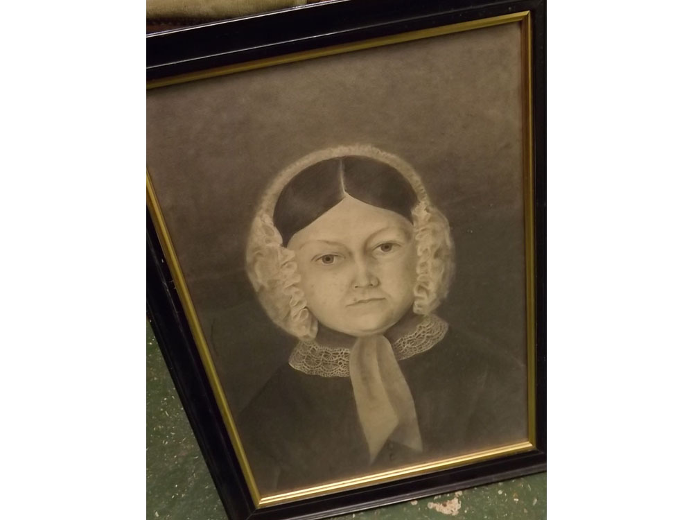 19th century pencil and wash drawing, Portrait of a maid, 21 x 14ins