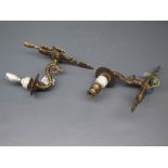 Pair of late 20th century cast brass wall light fittings