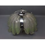 1920S/30S light fitting with chromium mount, scalloped opaque decoration, 14ins diameter