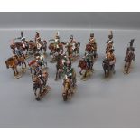 Group of fourteen painted lead Del Prado horse-mounted soldiers, each hand painted, approx 4ins tall