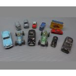 Quantity of playworn Corgi cars to include Studebaker Golden Hawk, Riley Pathfinder, Gordini 2.5