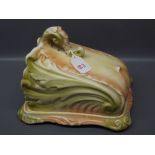 Victorian raised relief butter dish with floral design, scrolling detail (a/f), 8ins tall