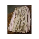 Pair of pale gold silk style curtains (A/F), 50ins wide x 77ins drop