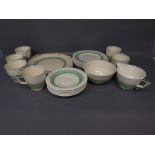 Quantity of Royal Venton ware, Art Deco influenced tea wares with green and silvered rims,