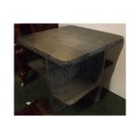 Heals style blackened and limed oak square formed coffee table, with stepped tiers, 24 1/2 ins