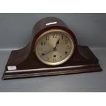 Mahogany framed Napoleon hat clock with silvered dial, 20ins wide x 10ins tall