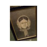 19th century pencil and wash drawing, Portrait of a maid, 21 x 14ins