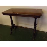 19th century mahogany occasional table, of rectangular form supported on two turned columns and H-