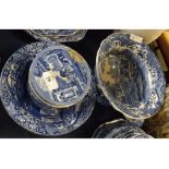Two Spode Italian decorated circular bowls, further cylindrical lidded container and a two-handled