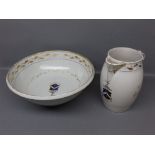 19th century possibly Chinese Armorial decorated bowl, with gilded acorn leaf rim, with matching jug