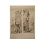 Pair of 20th century coloured prints, French street scenes, 14 x 13ins and 16 1/2 x 12ins (2)