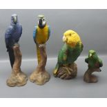 Three models of exotic birds, to include Macaw by North Light; plus model by Animal Classics,