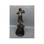 Froschiel signed and dated 1906, small Art Union of London bronze of a young lady skipping, (lacking