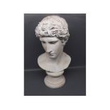 Austin Sculpture composition bust of a classical male, raised on circular plinth, 18ins tall