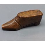 19th century snuff, modelled as a shoe, with painted detail and dated 1832, 4ins long