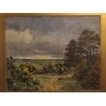 L Farquhar, signed watercolour, Heathland, 10 1/2 x 13 1/2 ins