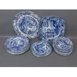 Mixed lot of twenty-one various sized Copeland Spode blue printed plates