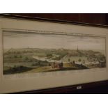 After S & N Buck, hand coloured engraving, "The South East Prospect of the City of Norwich", 10 x 31