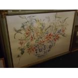 Wefe Delliss, signed, pair of pencil, watercolour and gilt drawings, large scale studies of lilies