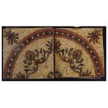 Group of 11 Italian tiles with brown ground, floral detailing, impressed mark to base "Ceramica e