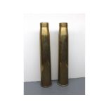 Pair of brass WWII artillery shells dated 1943 to base, 17ins tall