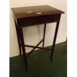 Edwardian mahogany rectangular side table, supported on four tapering splayed legs and X-