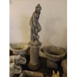 Composition model of a classical nude lady, raised on cylindrical reeded column with stepped base (