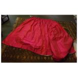 Pair of brightly coloured fuchsia curtains, approx each 47 ins wide x 77ins drop