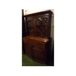 19th century mahogany secretaire bookcase, with drop drawer with pigeonholed and drawer interior