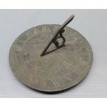 Metal sun dial, 6ins diameter