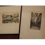 T Stead, signed in pencil to margin, group of five black and white etchings, titled Norwich views,