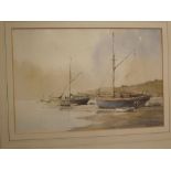 Sidney Cardew, signed, watercolour, "Awaiting the Tide", 9 1/2 x 13 1/2 ins