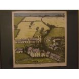 E J Massingham, signed in pencil to margin, limited edition (13/35) woodcut, "The Village", 12 x