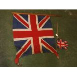 Two vintage cloth Union Jacks (a/f) (2)