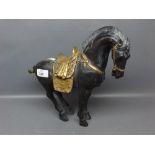 Late 20th century bronze and gilt detail model of a Tang horse