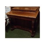 Victorian mahogany chiffonier, top fitted with three drawers with turned handles, base with two