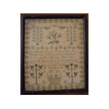 Early 19th century silk work sampler with religious text and wording "Married hards Westley